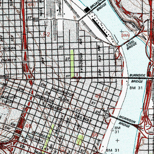 Topographic Map of Downtown Chapel of Saint Vincent de Paul Parish Church, OR