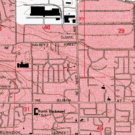 Topographic Map of Eastrose Fellowship Unitarian Universalist Church, OR