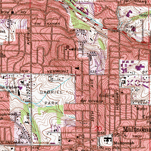 Topographic Map of Eleventh Church of Christ Scientist, OR