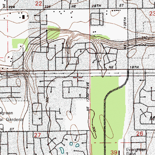 Topographic Map of Evergreen Baptist Church, WA