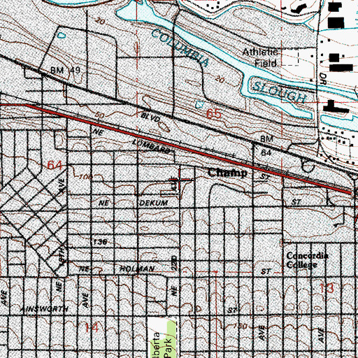 Topographic Map of Faith Tabernacle Church of Portland, OR