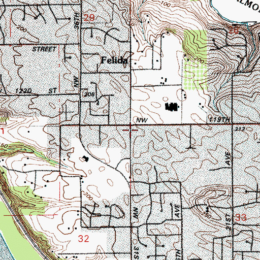 Topographic Map of Felida Baptist Church, WA