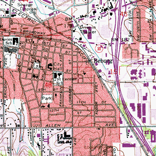 Topographic Map of Fifth Street Church of Christ, OR