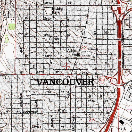 Topographic Map of First Baptist Church, WA