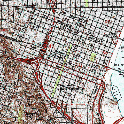 Topographic Map of First Christian Church, OR