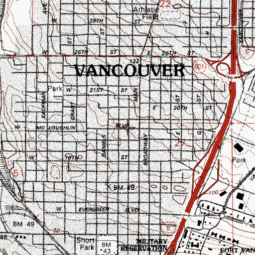 Topographic Map of First Christian Church Disciples of Christ Church, WA