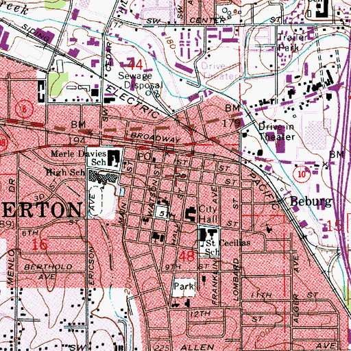 Topographic Map of First Church of Christ Scientist, OR