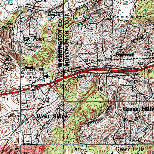 Topographic Map of First Church of the Nazarene, OR
