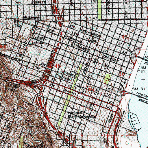 Topographic Map of First Congregational Church, OR