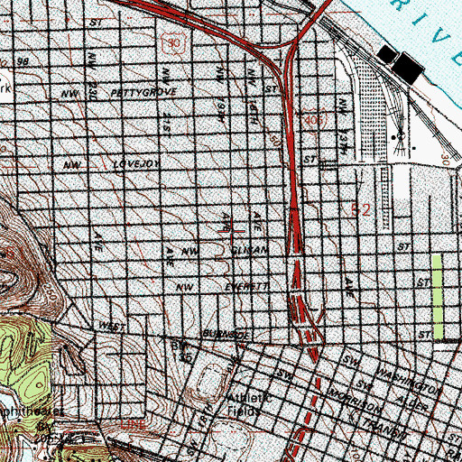 Topographic Map of First Immanuel Lutheran Church, OR