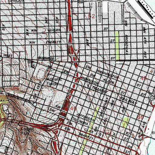 Topographic Map of First Presbyterian Church, OR
