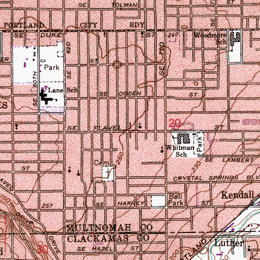 Topographic Map of Flavel Street Baptist Church, OR