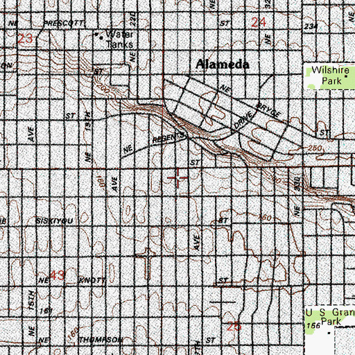 Topographic Map of Fremont United Methodist Church, OR