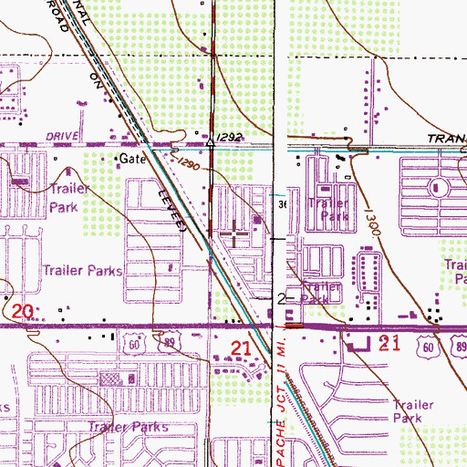 Topographic Map of Brentwood Mobile Manor, AZ
