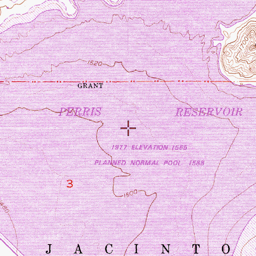 Topographic Map of Perris Reservoir, CA