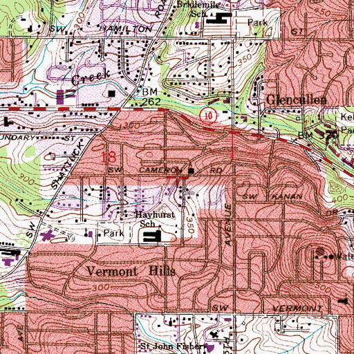Topographic Map of Glencullen Baptist Church, OR