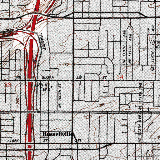 Topographic Map of Glisan Street Baptist Church, OR