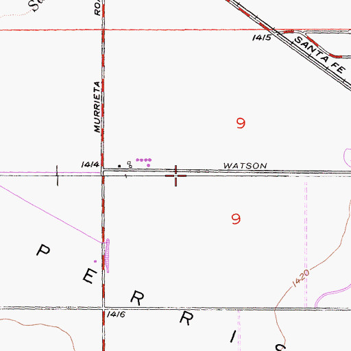 Topographic Map of Perris Valley, CA
