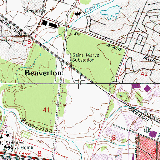 Topographic Map of Beaverton Creek Max Station, OR