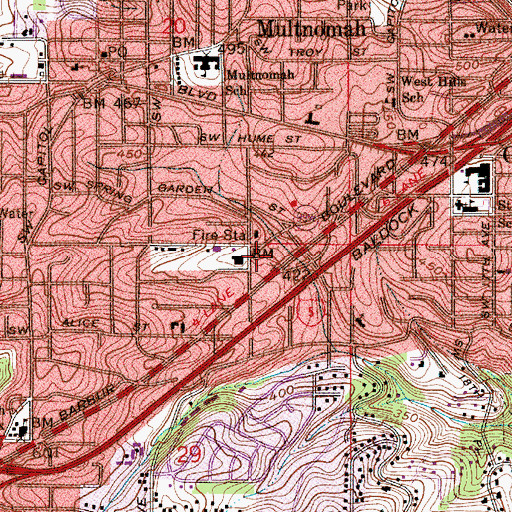 Topographic Map of Church and Synagogue Library Association, OR