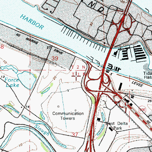 Topographic Map of Expo Center Max Station, OR