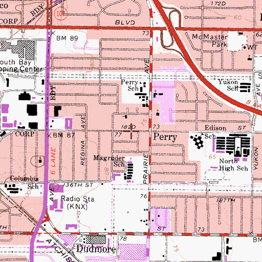 Topographic Map of Perry, CA