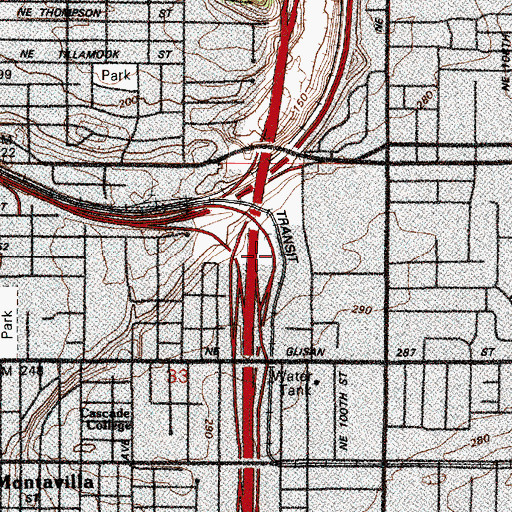 Topographic Map of Gateway / Northeast 99th Avenue Transit Center, OR