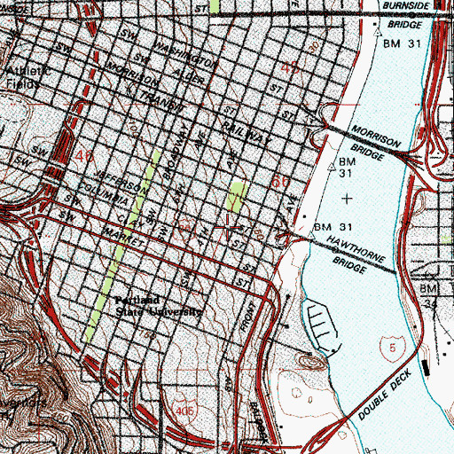 Topographic Map of Green Wyatt Federal Building, OR