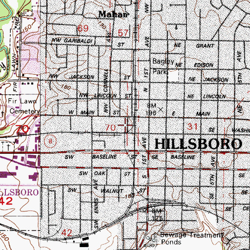 Topographic Map of Hatfield-Government Center Station, OR