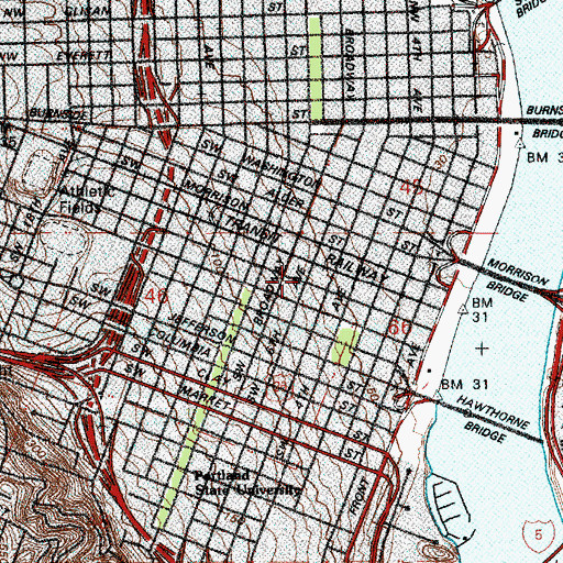 Topographic Map of Jackson Tower, OR