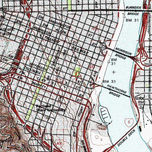 Topographic Map of Justice Center, OR