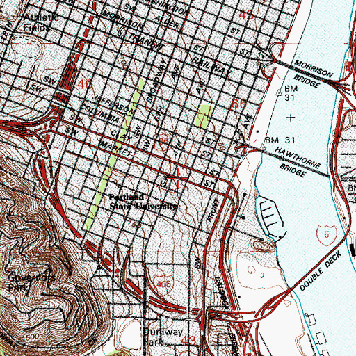 Topographic Map of Keller Auditorium, OR