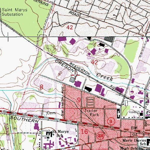 Topographic Map of Millikan Way Max Station, OR
