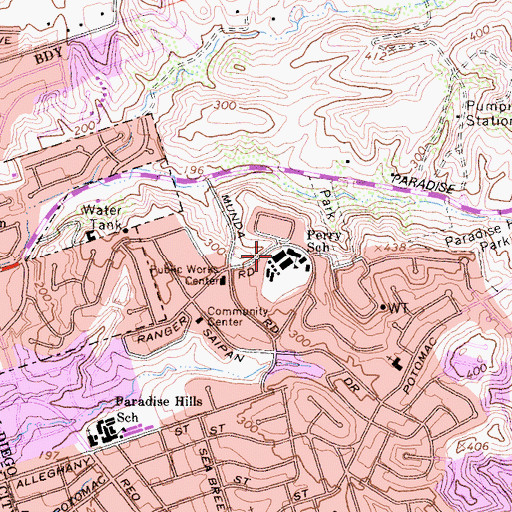 Topographic Map of Perry Elementary School, CA