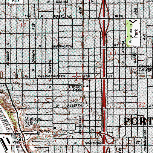 Topographic Map of North Killingsworth Station Max Station, OR