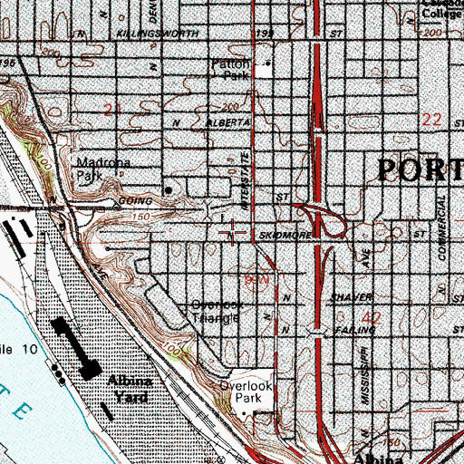 Topographic Map of North Prescott Street Max Station, OR
