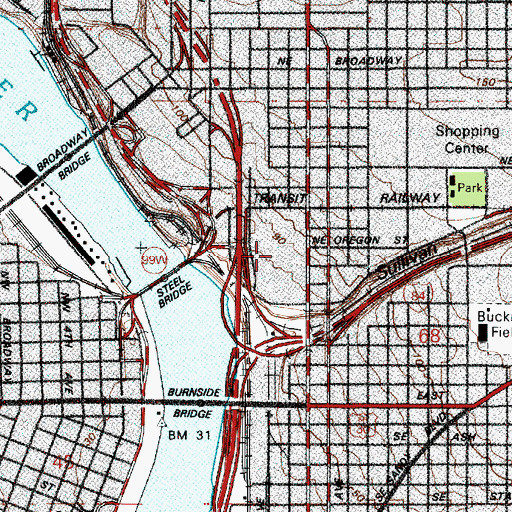Topographic Map of Oregon Convention Center, OR