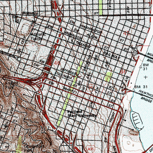 Topographic Map of Oregon History Center, OR