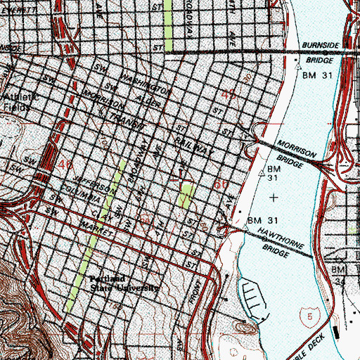 Topographic Map of Oregon Sports Hall of Fame, OR