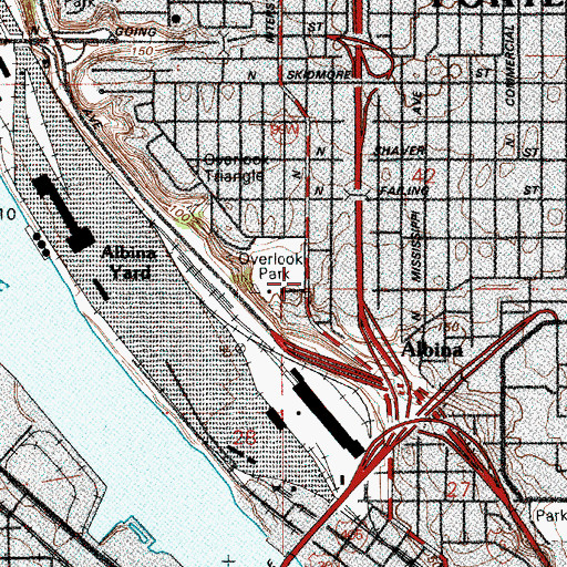 Topographic Map of Overlook Park Max Station, OR