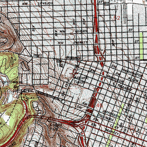 Topographic Map of PGE Park Max Station, OR
