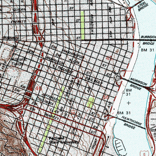 Topographic Map of Pioneer Courthouse, OR