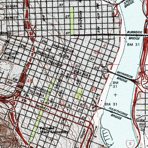 Topographic Map of Pioneer Place, OR