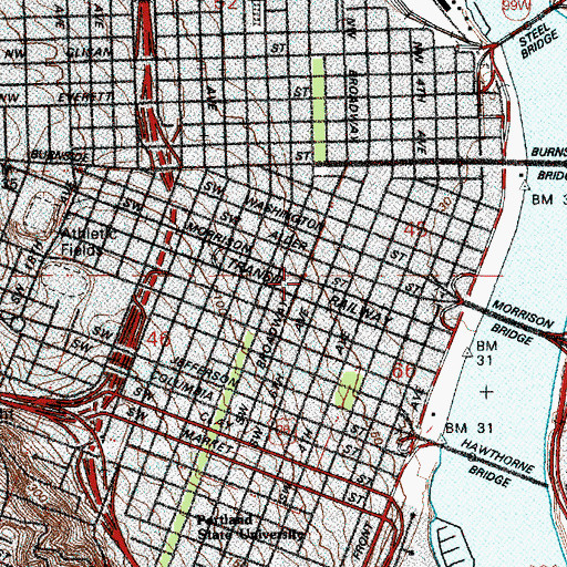 Topographic Map of Pioneer Square Max Station North, OR