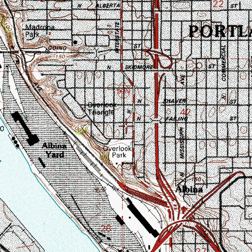 Topographic Map of Polish Library Association Hall, OR
