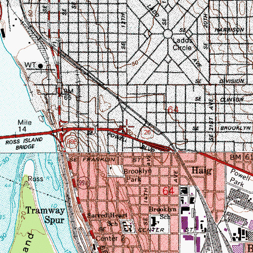 Topographic Map of Portland Fire and Rescue Station 23 Lower Eastside (historical), OR