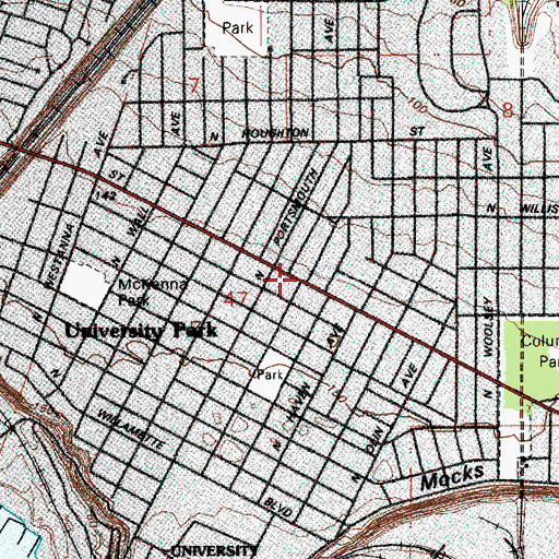 Topographic Map of Portland Fire and Rescue Station 26 Portsmouth - University Park, OR