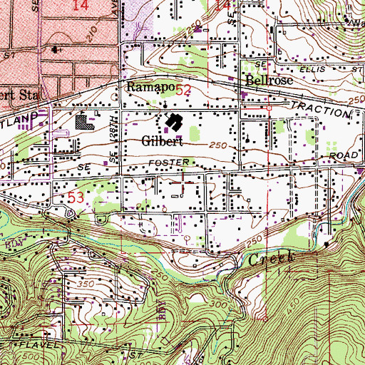Topographic Map of Portland Fire and Rescue Station 29 Powellhurst, OR