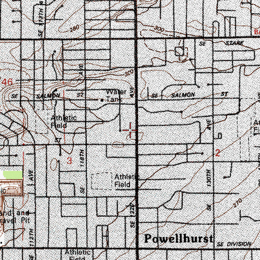 Topographic Map of Portland Fire and Rescue Station 7 Mill Park, OR