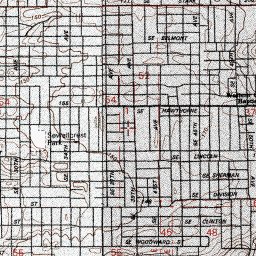 Topographic Map of Portland Fire and Rescue Station 9 Hawthorne District, OR